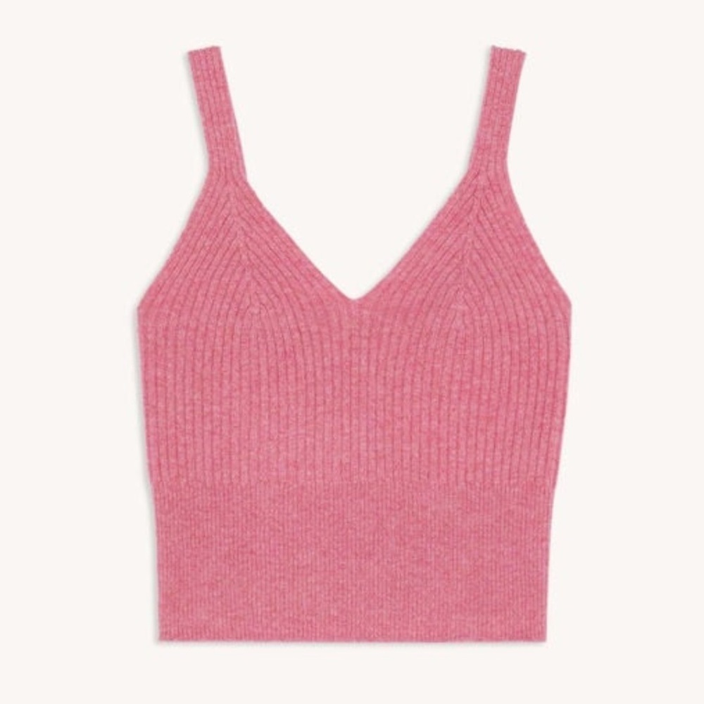 SANDRO Wool‎ Rib Knit Sleeveless V-Neck Slim Cropped Camisole Sweater Tank Top L - Picture 11 of 12